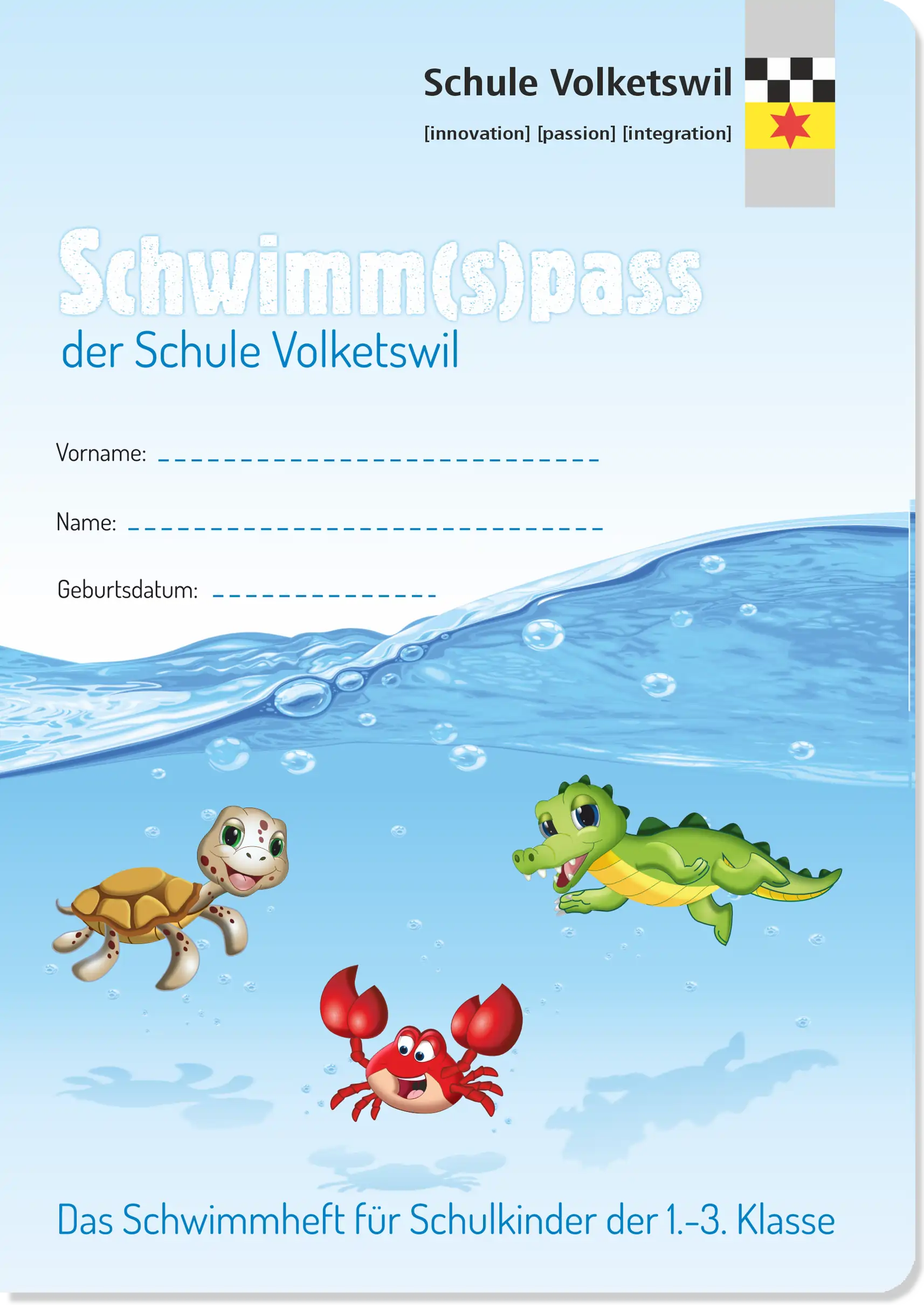 Schwimmheft 1.- 3.Klasse Schule Volketswil